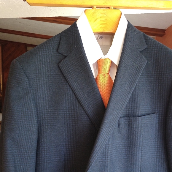 Hart Schaffner&Marx Navy Glenplaid 2Btn/1Vents Sport Jacket Size48R